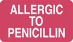 MAP3380    Red "Allergic To Penicillin"     1-1/2"x7/8"